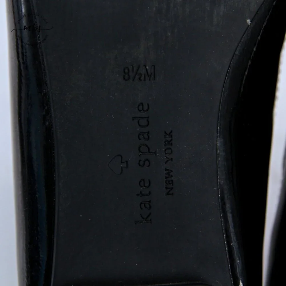 Kate Spade Eleni Flex Scalloped Ballerina Flats Black Women 8.5‎